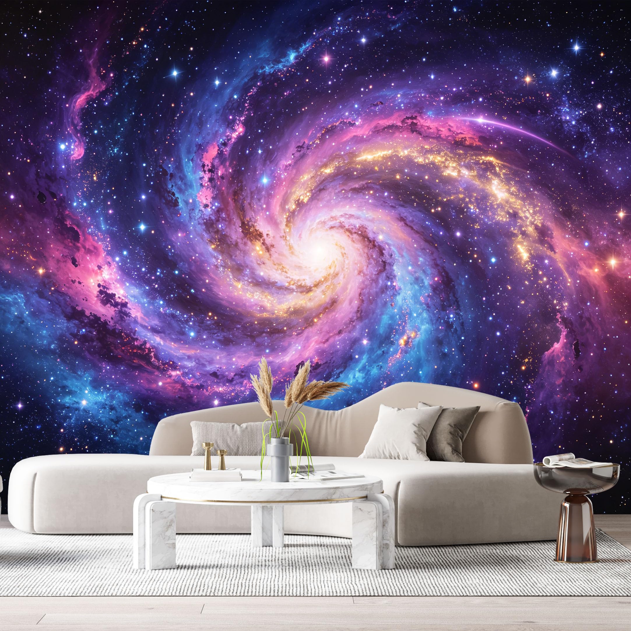 Custom Size Wall Murals Spiral Galaxy Nebula Cosmic Abstract Space Stars SelfAdhesiveWall Fabric Removable Wallpaper Wall Decor for Living Room Bedroom Bathroom
