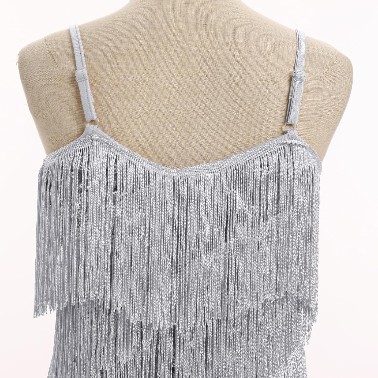 AFAVOM Sequin Fringe Dress for Girls Latin Dance Dress Tassel Flapper Dress Sparkly Ballroom Jazz Salsa Cha Cha Dance Costume