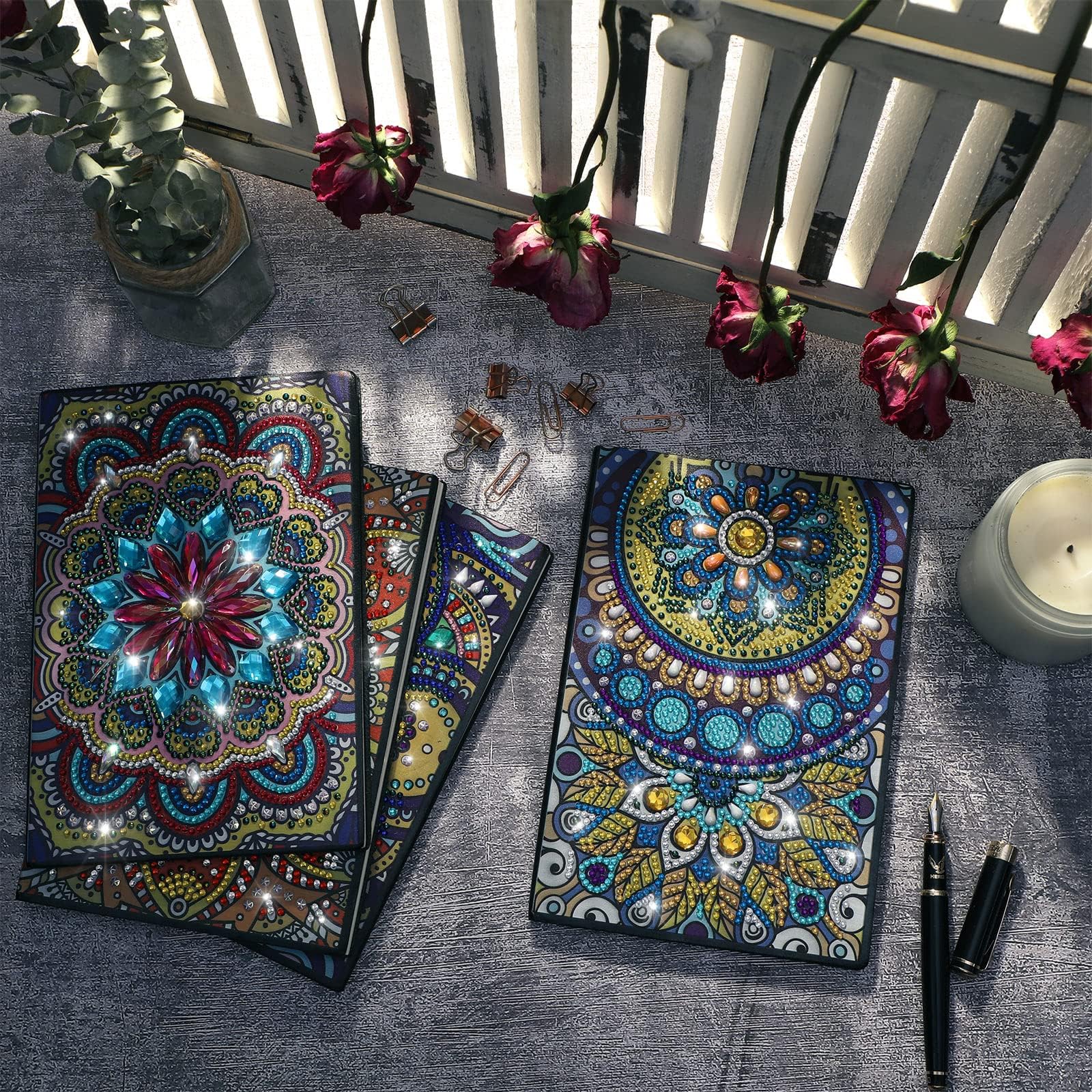 Johiux Geschenke für Mädchen 7 8 9 10 11 Jahre,Bastelset Kinder ab 6 Jahre,Mandalas Diamond Painting Kinder,Diamant Painting A5 Notizbuch,Weihnachten Kindertag Geburtstagsgeschenk für Mädchen (1)