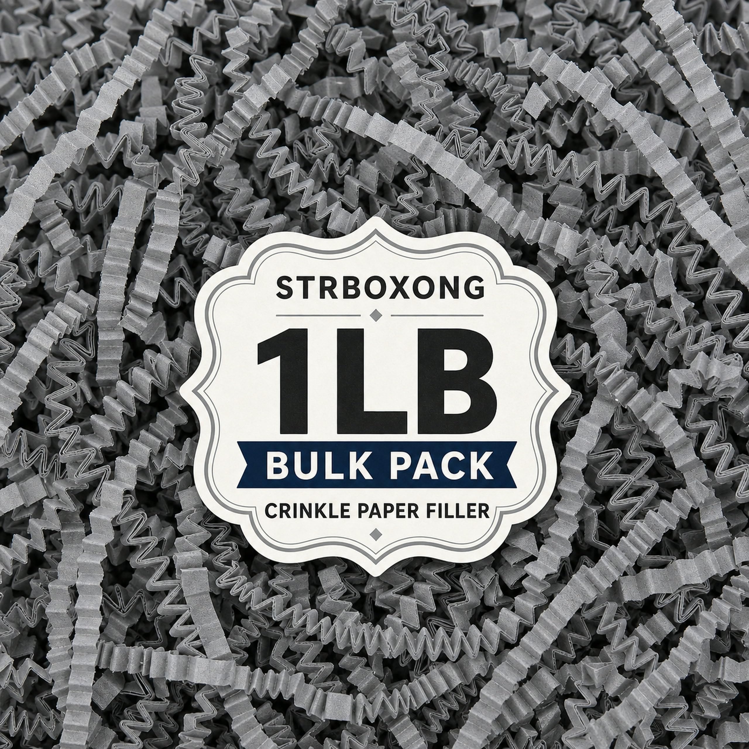 STRBOXONG 1LB (455g) Gray Shredded Tissue Paper for Packing Gift Boxes - Premium Crinkle Cut Gift Box Filling Shredded Paper, Plastic-Free Recyclable Hamper Fillers for Packaging, Crafting & Gifting