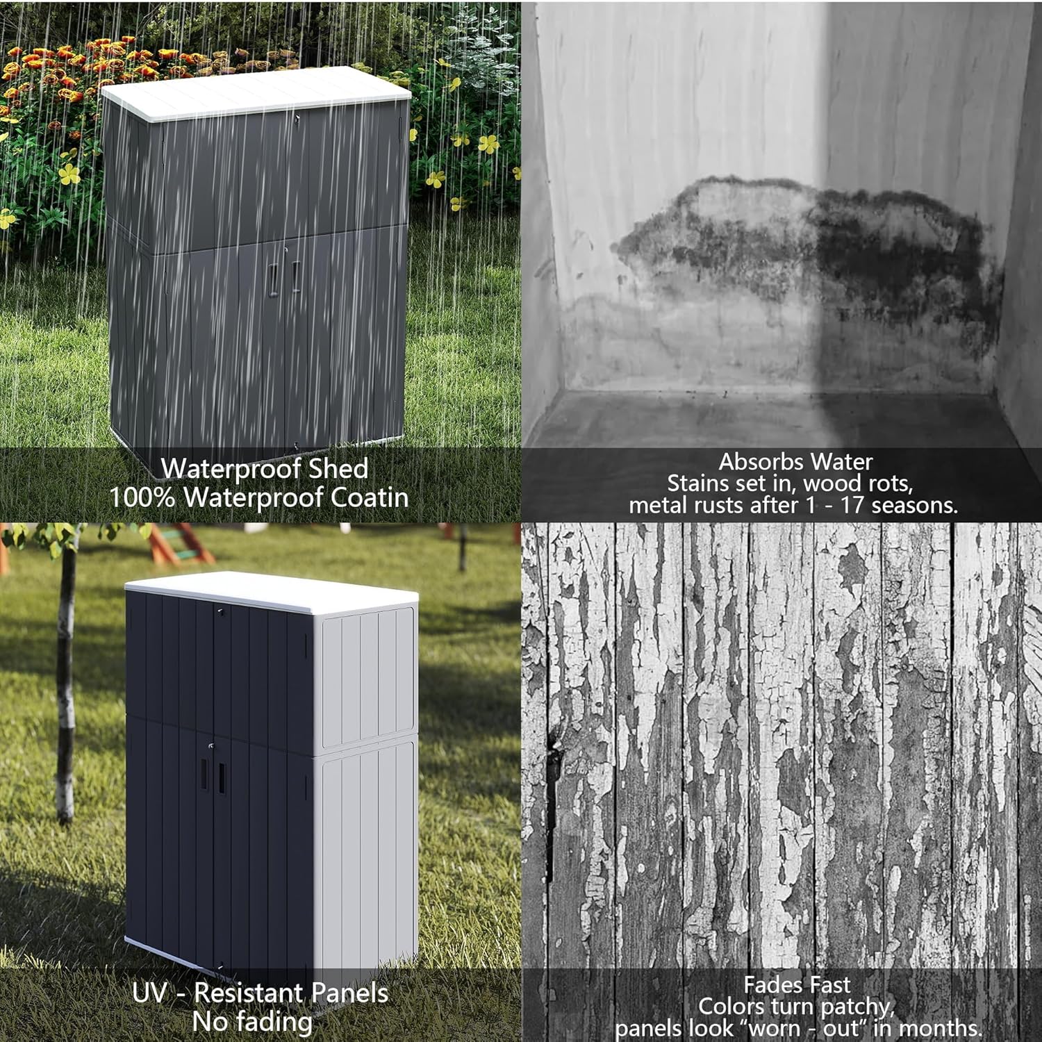 Multi-Function White Storage Tower, Sized 52x28x69 Inches - A Weatherproof Solution for Organizing Tall Tools and Equipment