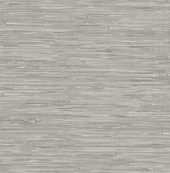 NuWallpaper NU2276 Tibetan Faux Grasscloth Peel and Stick Wallpaper, 20.5" , Gray