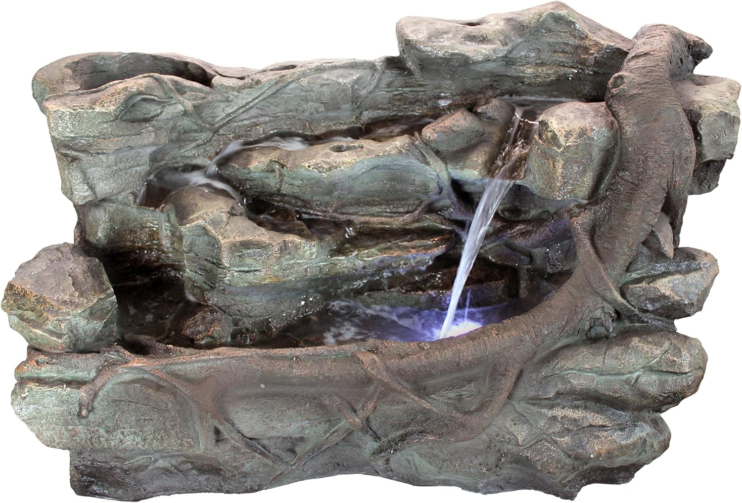 Water Fountain with LED Light - Avalanche Peak Garden Decor Rock Fountain - Outdoor Water Feature : Everything Else