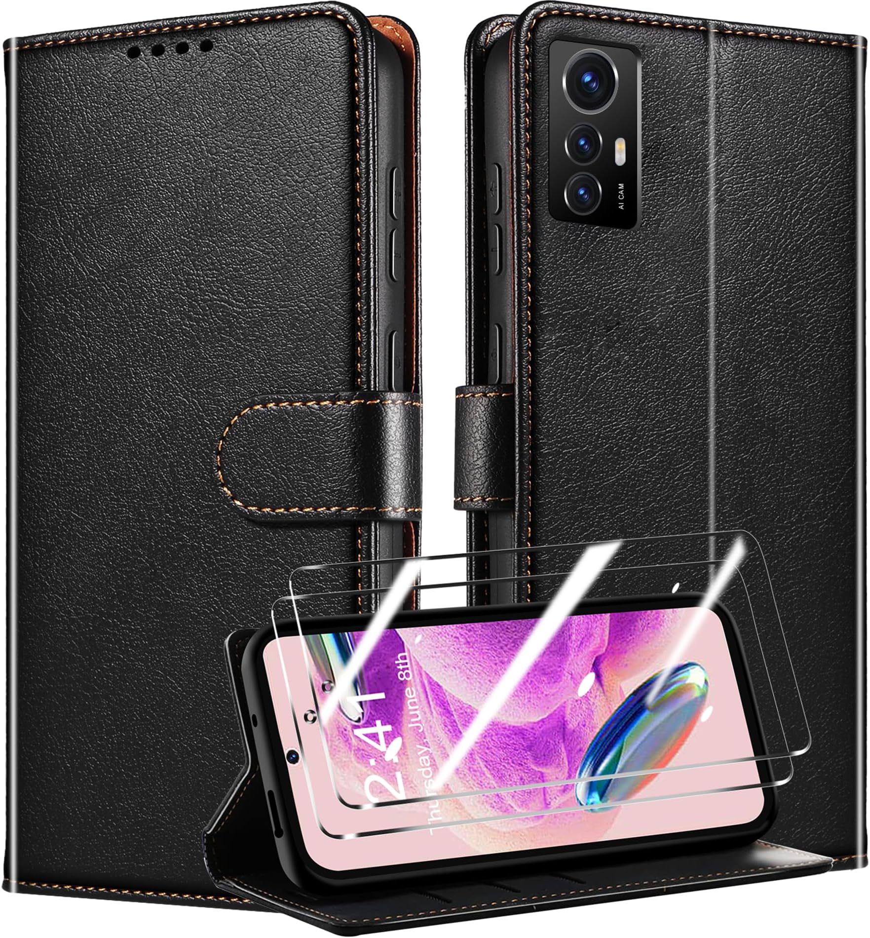 Handyhülle Für Xiaomi Redmi Note 14 4G EU Version - Flip Case Mit Display Schutzfolie & Kartenfächern