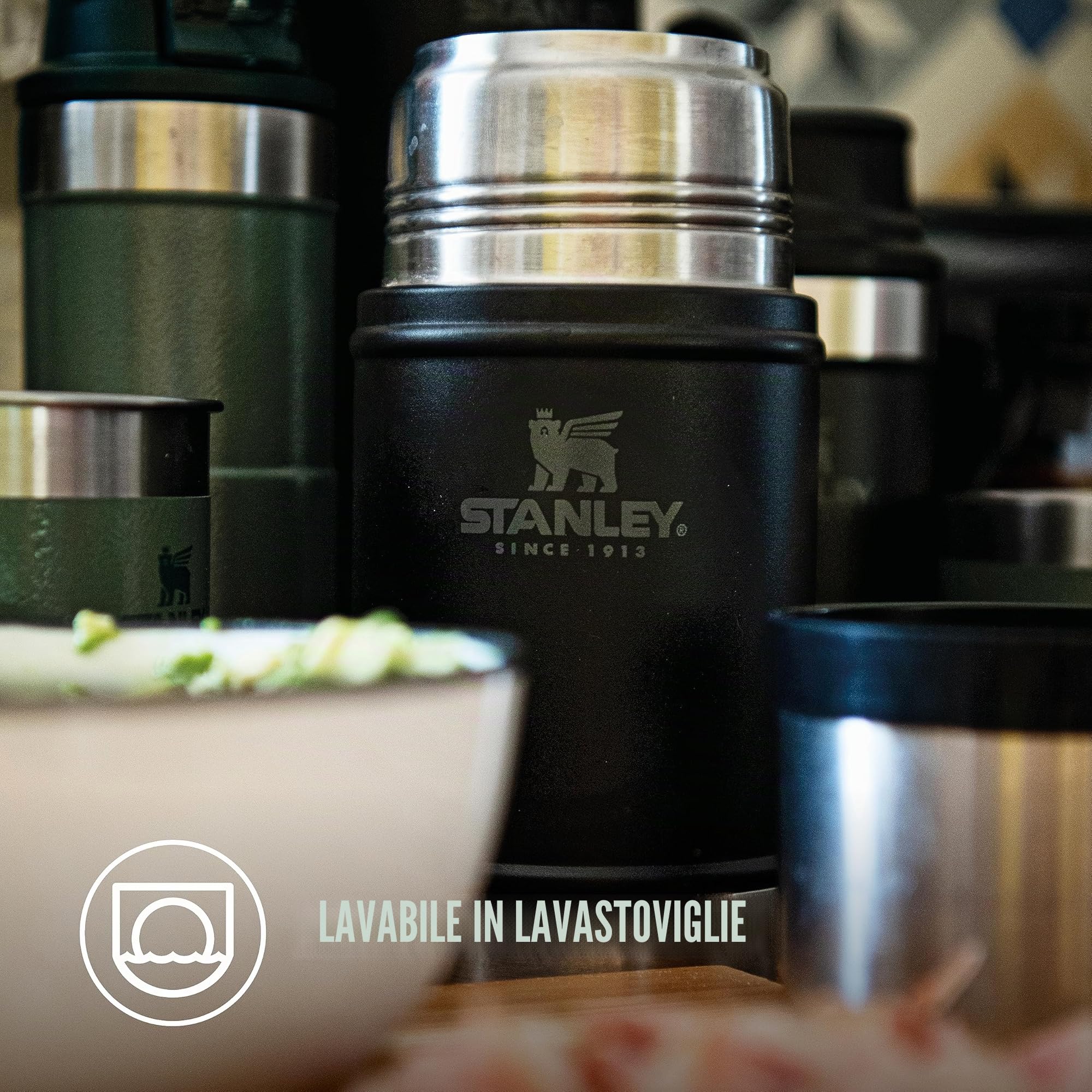 STANLEY Classic Legendary Food Jar 0.94L - Contenitore Termico Per Alimenti Caldi - Thermos - Lavabile In Lavastoviglie - Portavivande - Senza BPA & Acciaio Inox - Hammertone Green