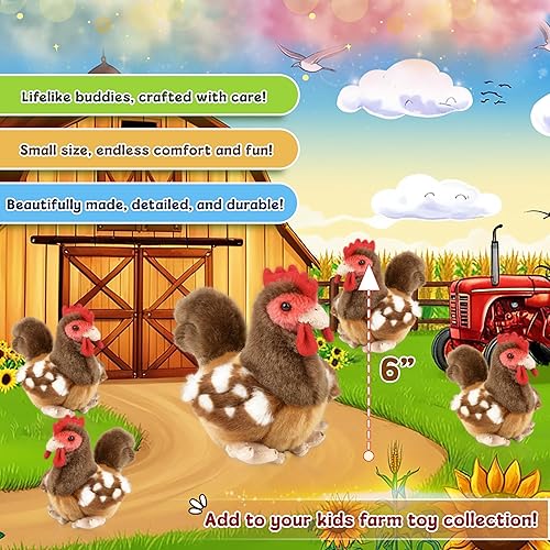 Miniatura 3 de Forest & Twelfth Gallo de peluche de 6 pulgadas, juguete de peluche suave, lindo animal de peluche para niños y niñas, pequeños animales de peluche