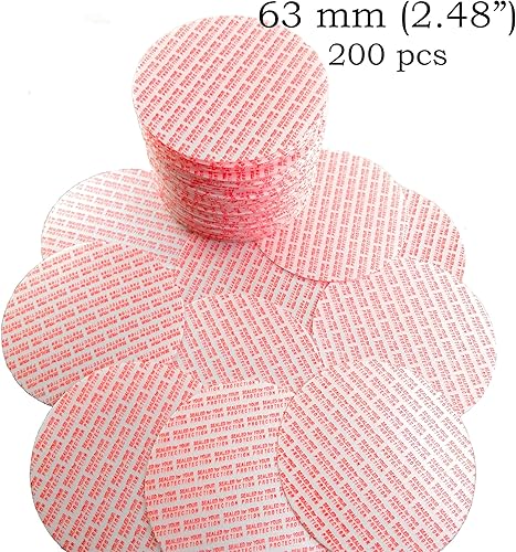 Miniatura 2 de Revestimientos de tapa de sellos activados por par sensibles a la presión, 2.48 pulgadas, 200 unidades, fabricados en Estados Unidos, para botellas