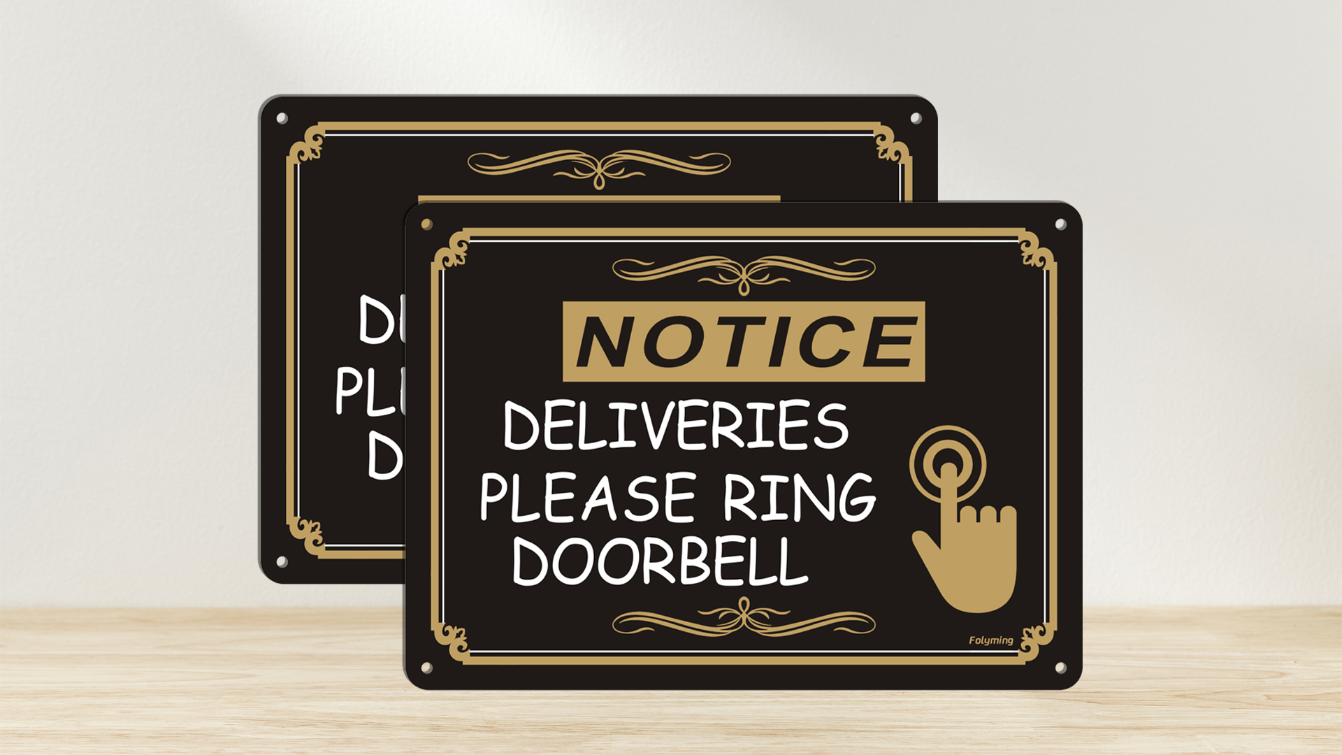 Lot De 2 Panneaux De Sonnette « Deliveries Please Ring » - 25,4 X 17,8 Cm - Instructions De Livraison Pour Colis - Métal Réfléchissant - Robuste - Aluminium Rouille - Imperméable - Facile à Installer