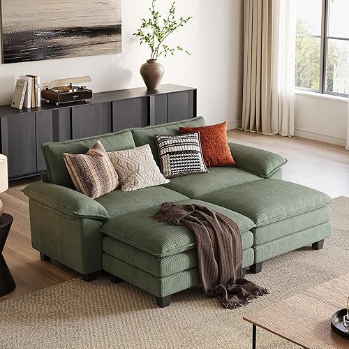 Miniatura 18 de LINSY HOME Sofá modular de 157 pulgadas, sofá modular de pana con nube para sala de estar, sofá en forma de U con otomana móvil, sofás modulares de