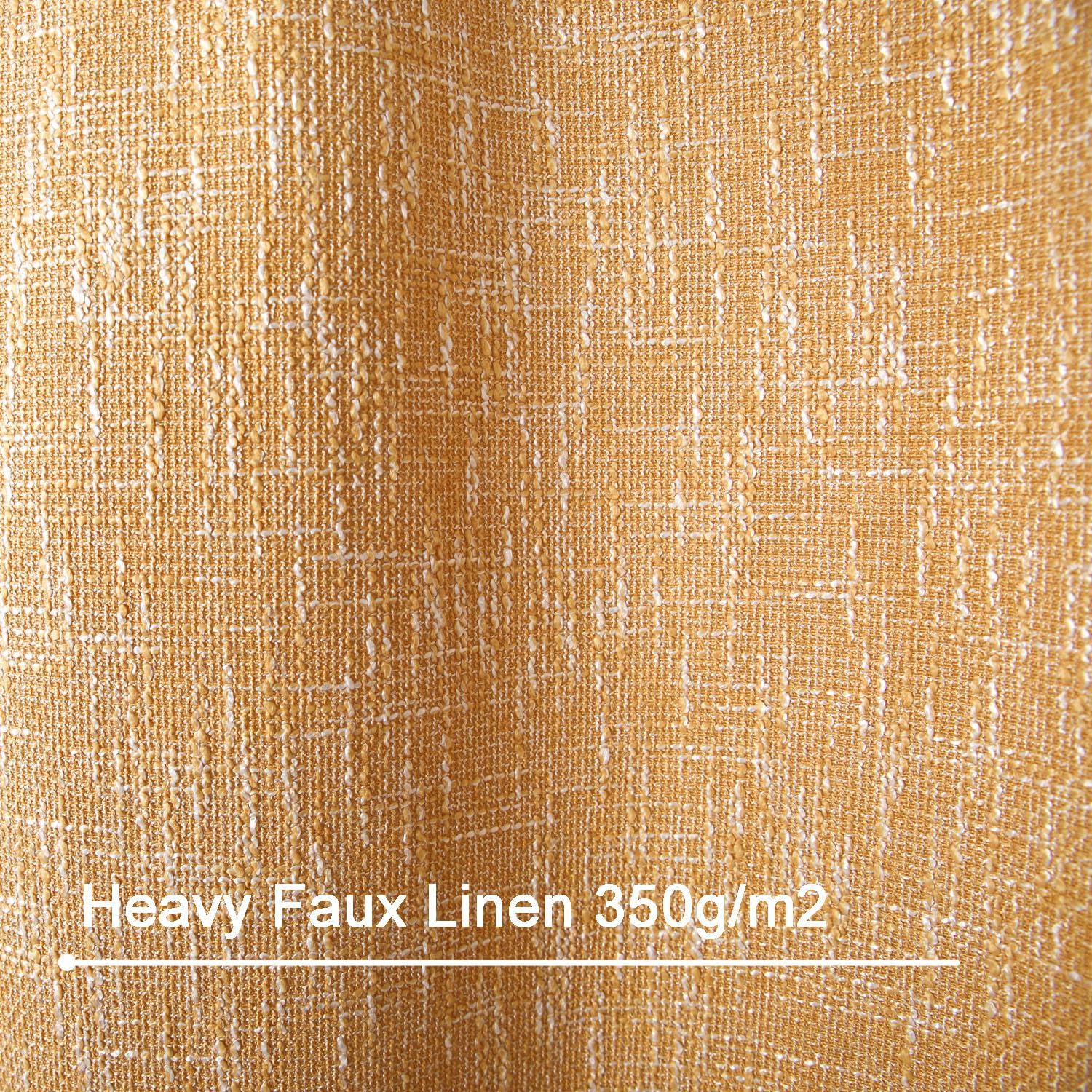 Chlophy Mustard Yellow Curtain Eyelet Ochre Burlap Thermal Living Room Bedroom Linen Look Textured Lined 66×72IN Thick Heavy Luxury Light Filter Not Blackout - Image 3