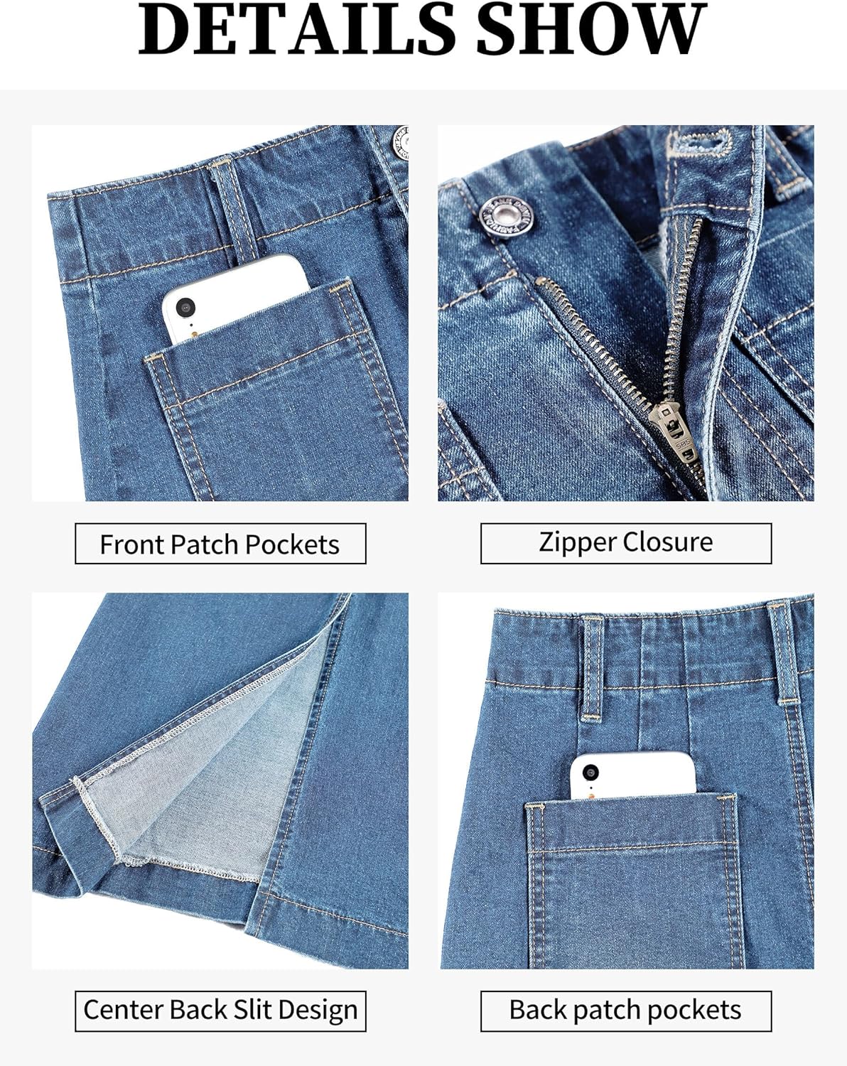 Long Denim Skirt for Women Stretch Maxi Skirt with Back Slit High Waisted Pencil Jean Skirt with Pockets Casual - Image 4