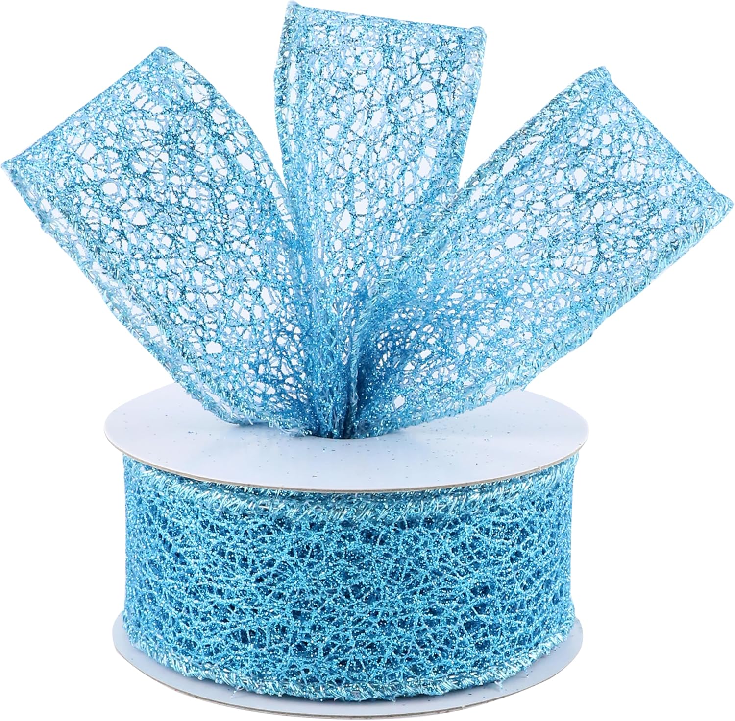 Mayreel Blue Christmas Ribbon Wired 1.5" Turquoise Wired