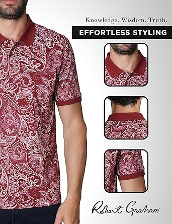 Robert Graham Mens Dozer Short-Sleeve Polo Shirt, Premium Cotton Knit Top, Classic-Fit & Richly Detailed for Wear