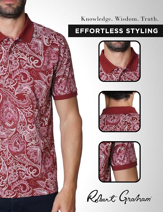 Robert Graham Mens Dozer Short-Sleeve Polo Shirt, Premium Cotton Knit Top, Classic-Fit & Richly Detailed for Wear