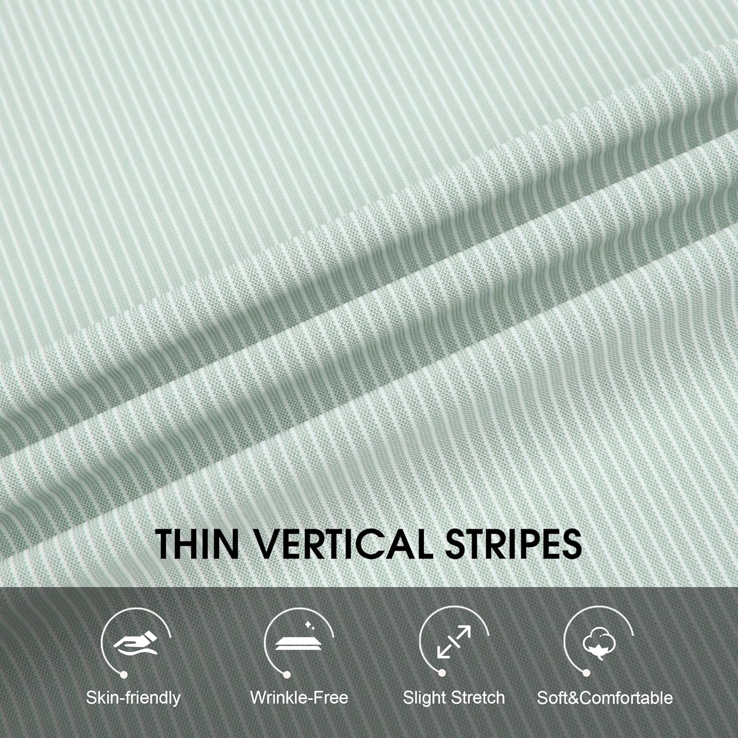 Damipow Mens Striped Dress Shirts Long Sleeve Wrinkle Free Stretch Business Casual Regular Fit Button Down Shirts for Men - Image 6