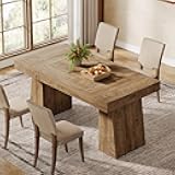 Tribesigns 55-Inch Dining Table for 4-6, Rectangular Dining Room Table with Sturdy Legs, Wood Kitchen Dinner Table, Mid-Century Modern Dining Table for Dining Room, Kitchen, Home, Yellow