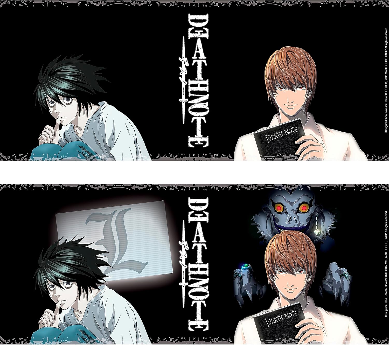 ABYSTYLE Death Note Kira & L Heat Change Ceramic Color Changing Coffee Tea Mug 16 Oz. Features L, Light & Ryuk Anime Manga Drinkware Home Essential Gift (ABYMUG611)