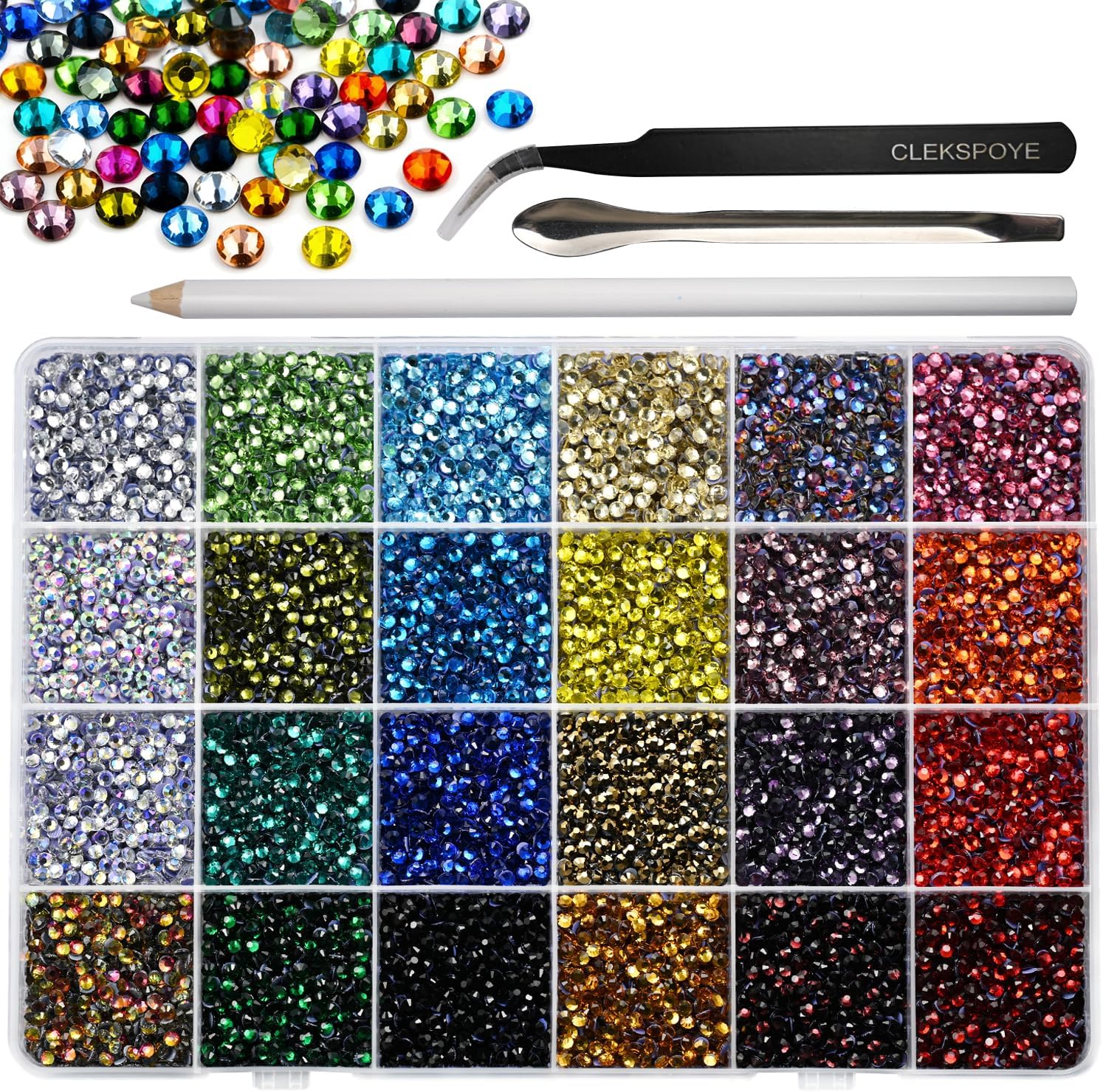 Hotfix Rhinestones for Bedazzling,SS10 Mixed 24 Colors 12000PCS Glass Gems Hot Fix Crystal Rhinestones for Clothes,Diamonds for Crafts,Shoes