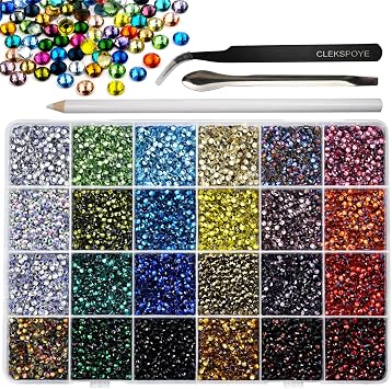 Hotfix Rhinestones for Bedazzling,SS10 Mixed 24 Colors 12000PCS Glass Gems Hot Fix Crystal Rhinestones for Clothes,Diamonds for Crafts,Shoes