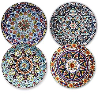 HASENSE Dinner Plate Set of 4, 10.5 Inch Porcelain Plates for Kitchen, L...