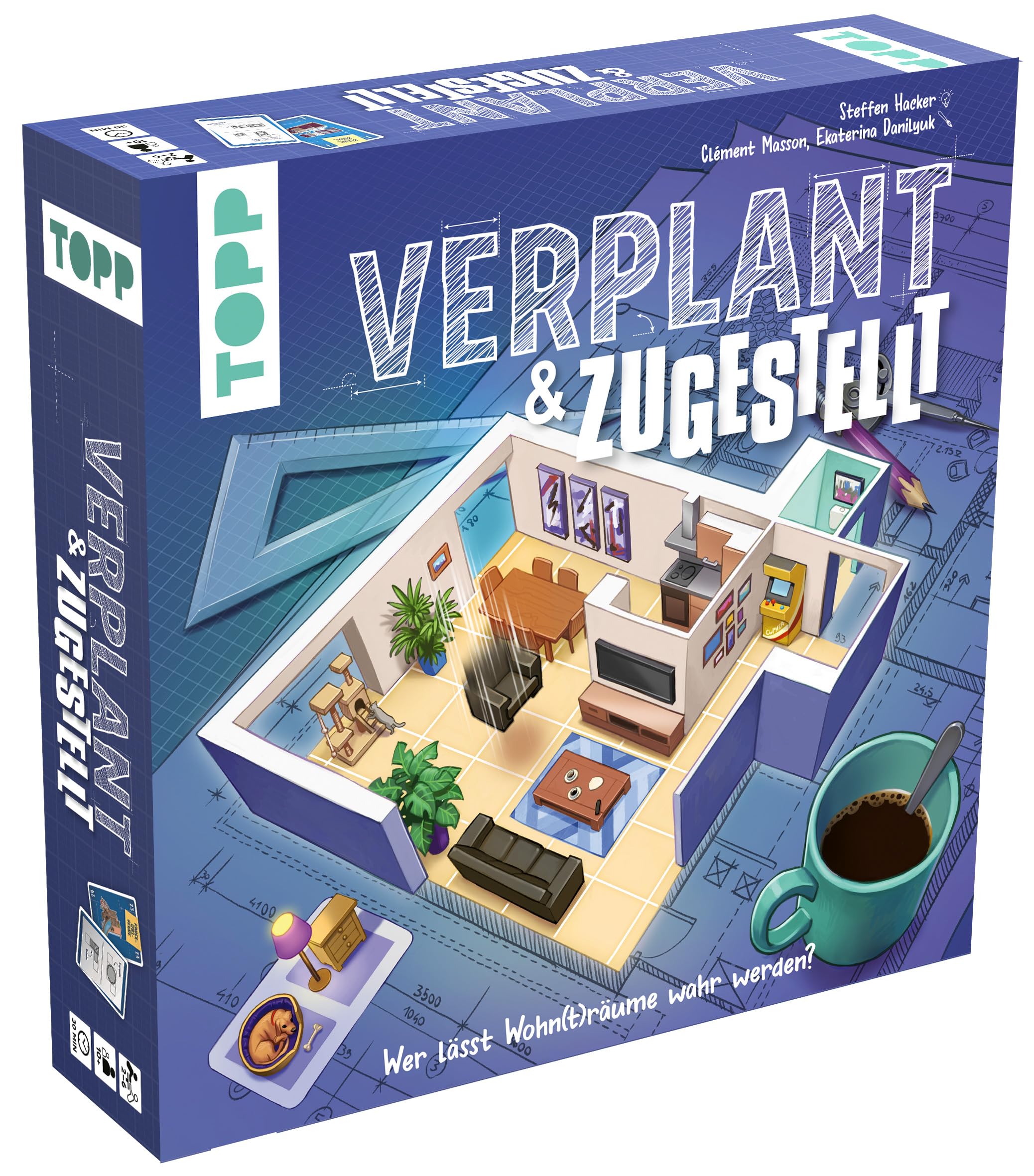 Verplant & Zugestellt - Wer lässt Wohnträume wahr werden?: Das Flip & Write-Spiel über große Pläne und zu wenig Platz. Mit 26 Szenarien von Tiny House bis Luxusvilla