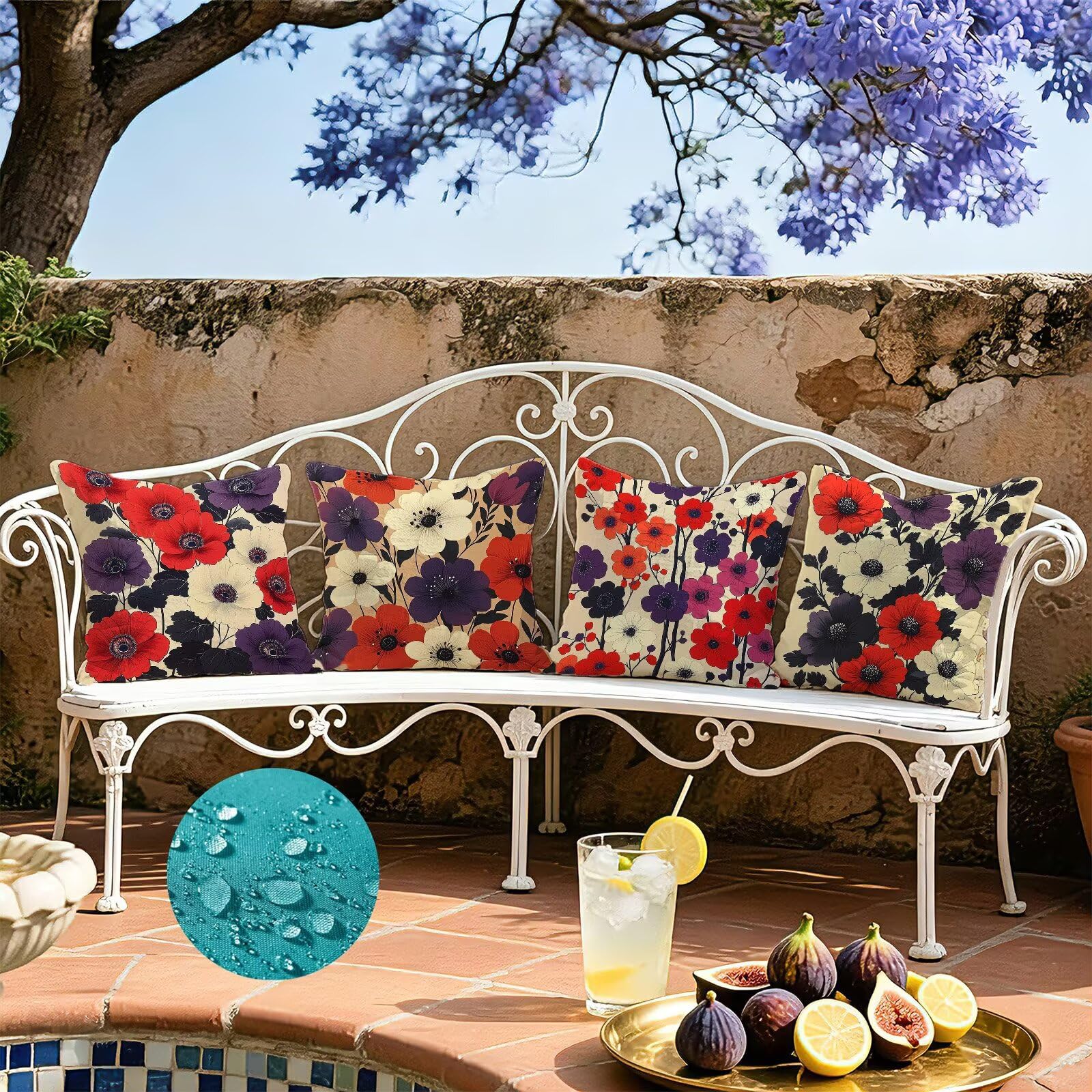 Rot Kissenbezug 50x50cm 4er Set Outdoor Kissen Dekokissen, Cod-833