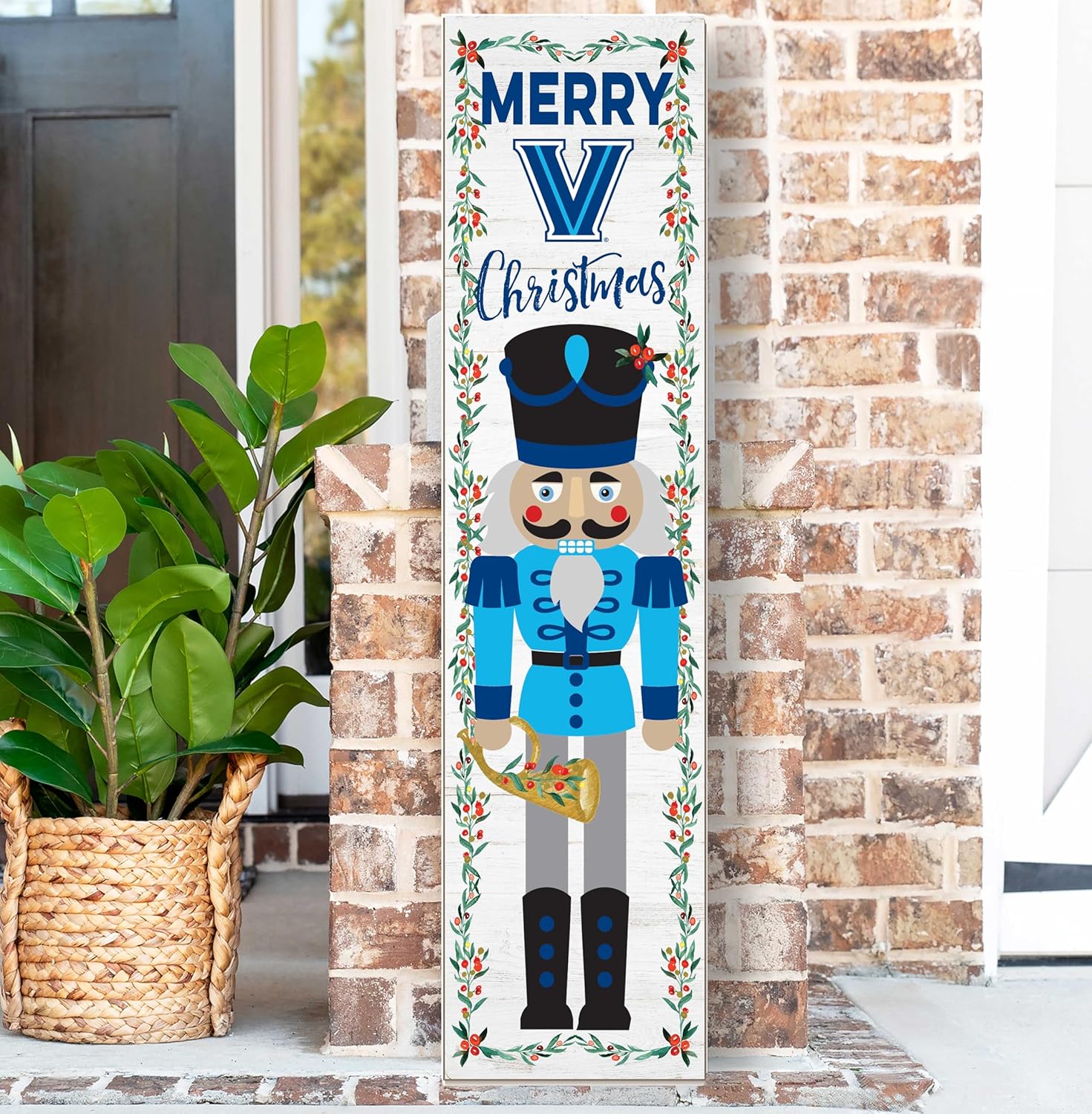 KH Sports Fan Villanova Wildcats Nutcracker Porch Leaner, 11x46 Inches, Wildcats Outdoor Christmas Sign; Display Some Holiday Cheer with This Villanova Wildcats Nutcracker Sign