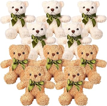 10 Pack Small Teddy Bears Bulk, 25cm/10inch Bear Plush Toy with Bow Tie