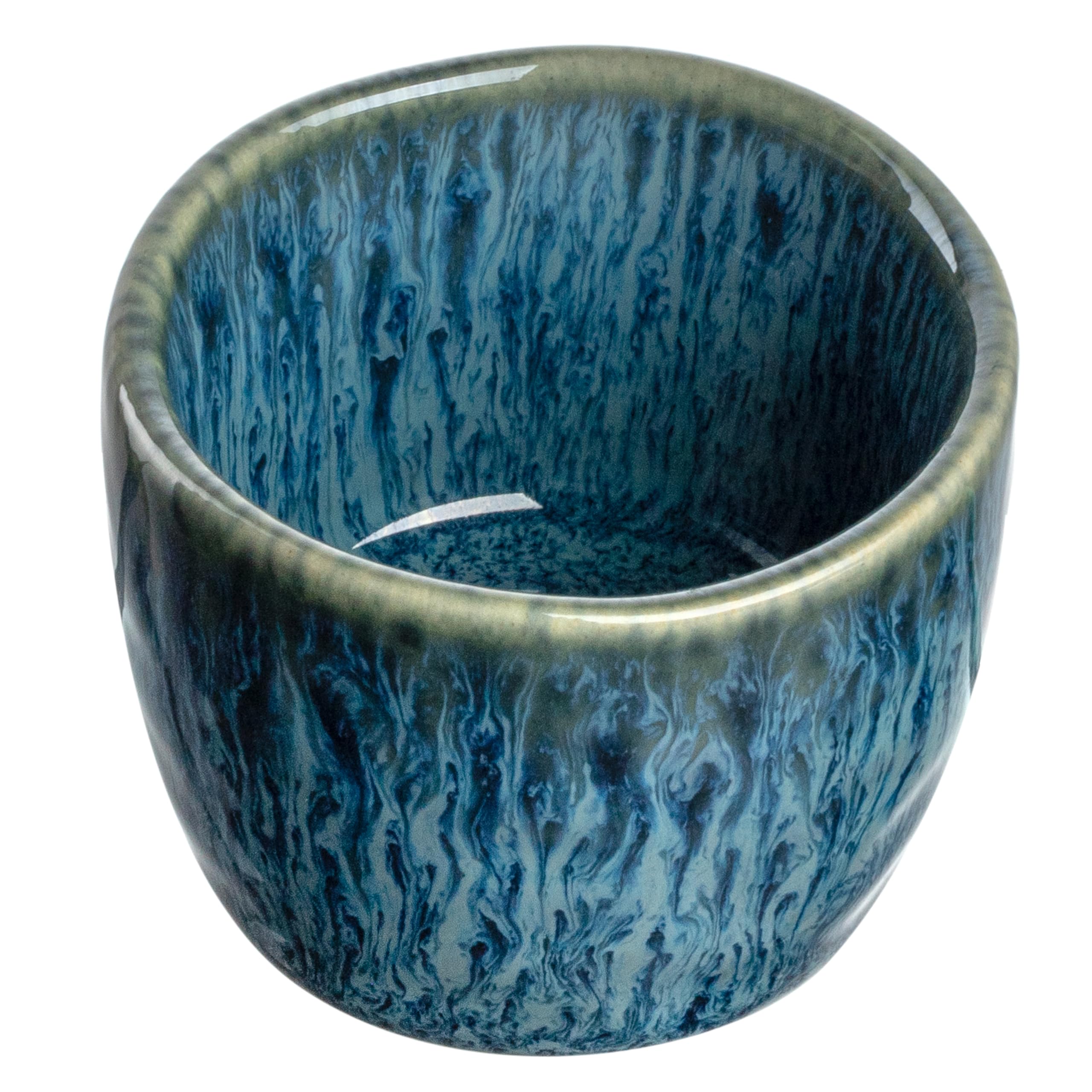 Laonardo Matera 023046 Lot de 6 coquetiers en céramique Diamètre 5,2 cm Hauteur 4 cm Facile à nettoyer Passe au lave-vaisselle Bleu