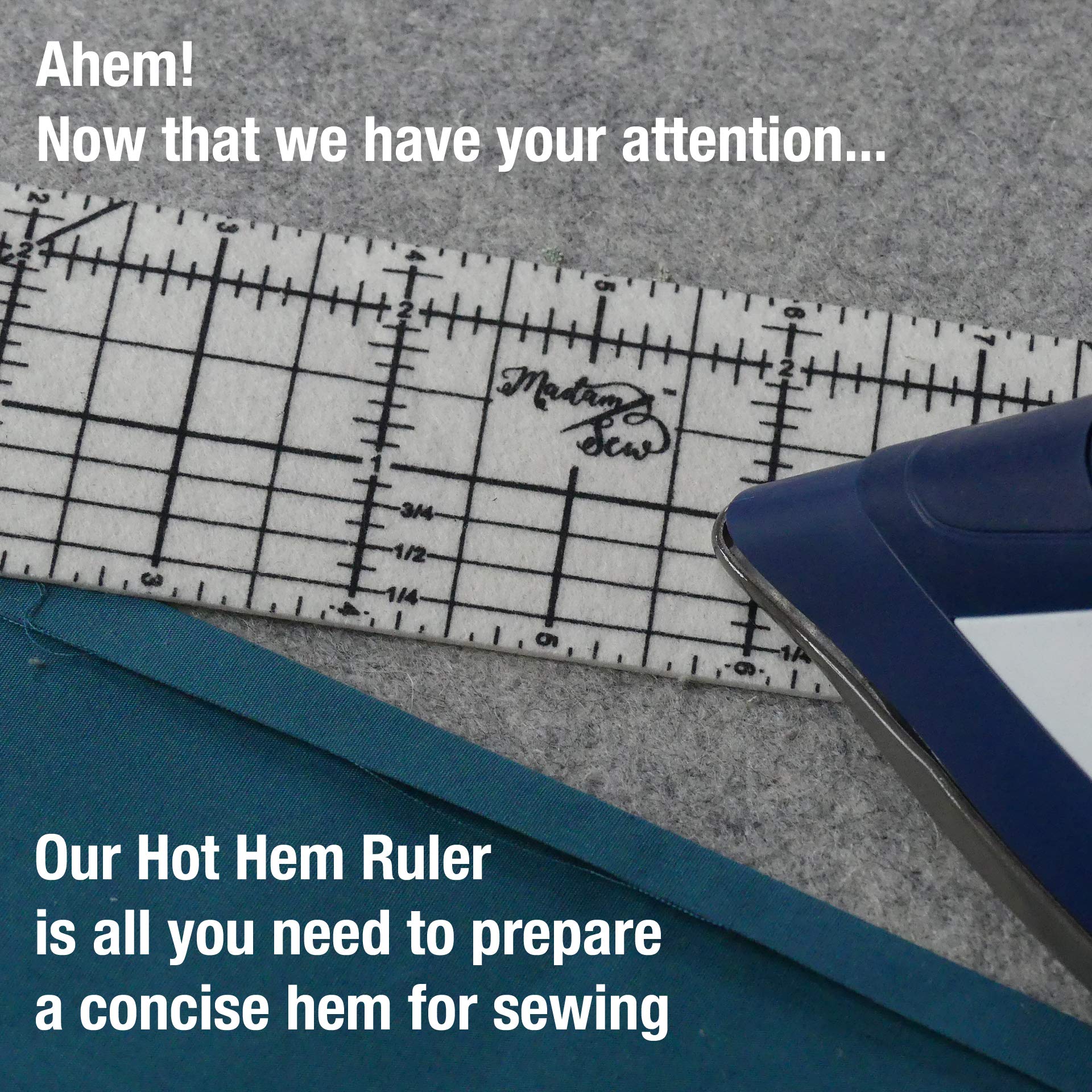Madam Sew Hot Hem Ruler for Quilting and Sewing NonSlip Hot Ironing