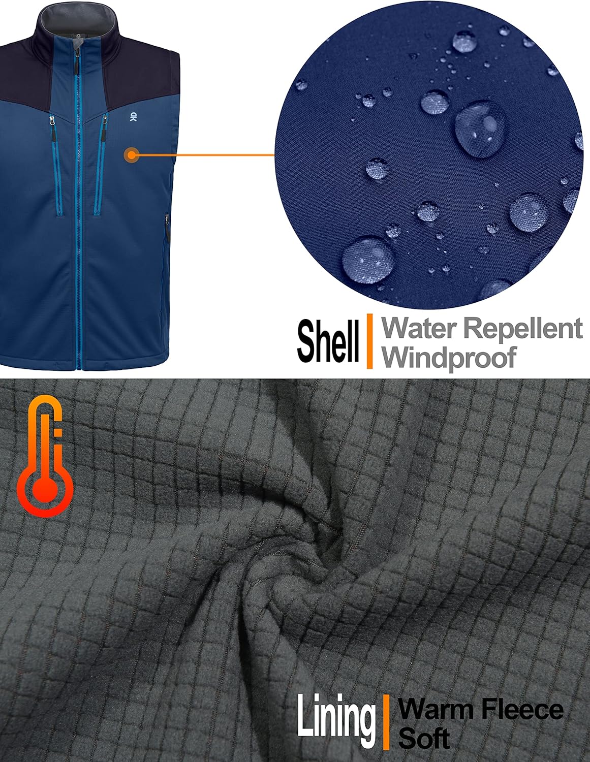 Little Donkey Andy Men's Lightweight Fleece Lined Outdoor Vests Windproof Sleeveless Jackets for Hiking Travel Golf - Image 4