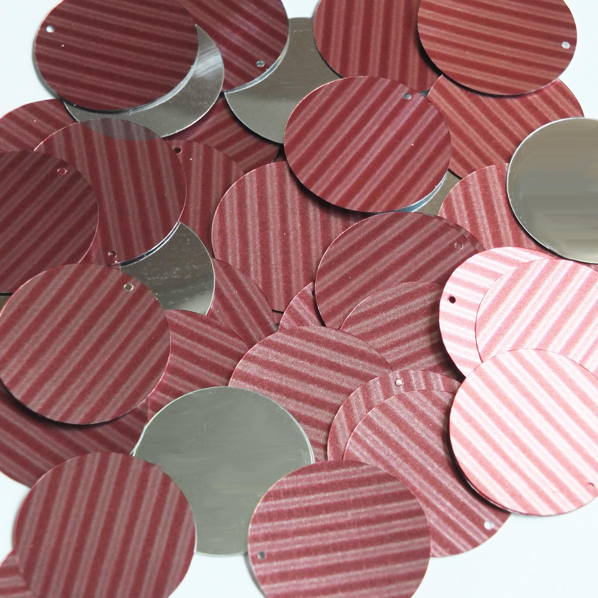 SequinExplosion Sequin Red Pink Corrugated Stripe Round 30mm Couture Loose Paillette Sequins