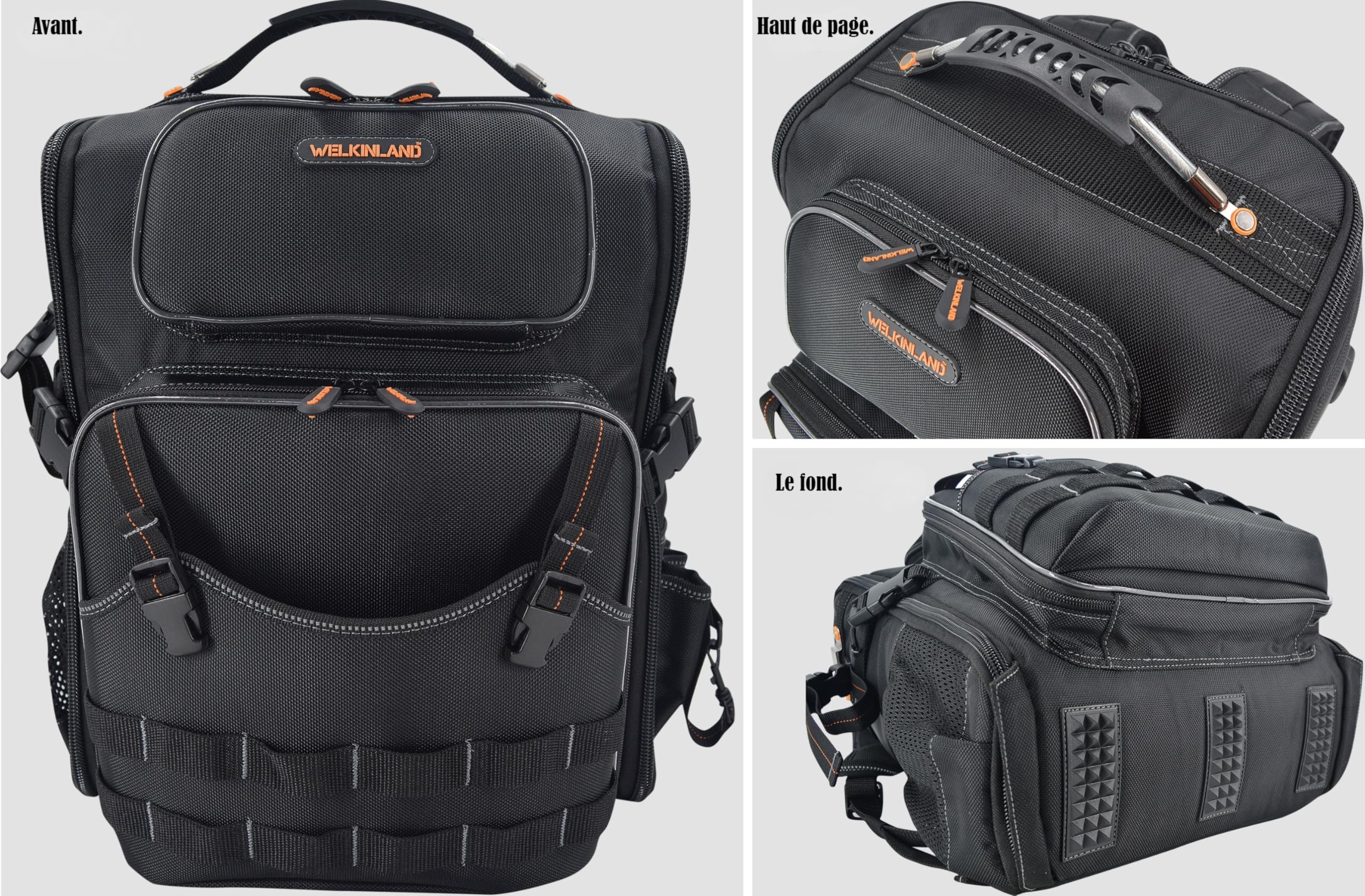 Welkinland Sac à outil et dos entièrement ouvert, sac à dos pour outils et électriciens