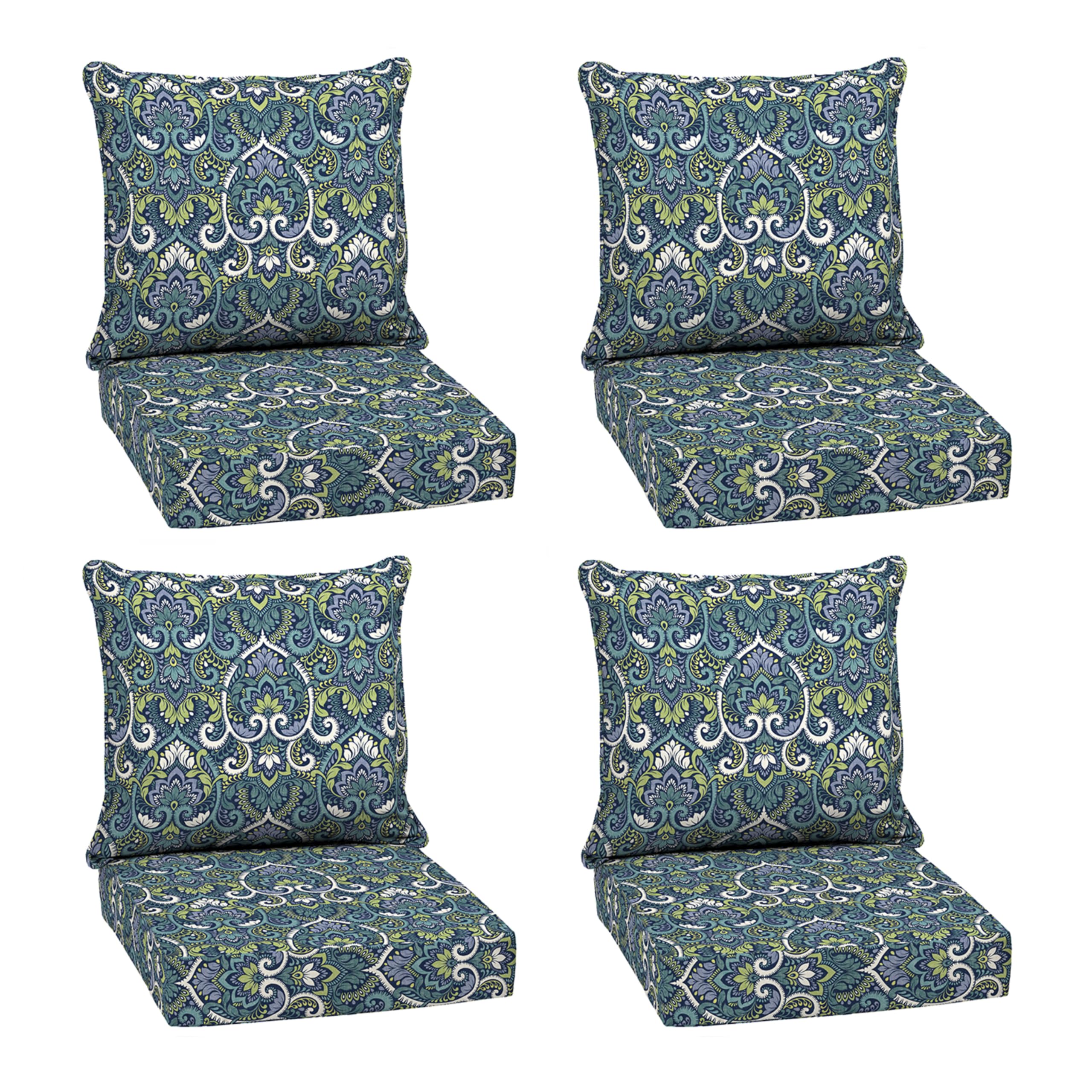 Arden Outdoor Deep Seat Cushion Set, 4-Pack, 22x24, Blue Damask