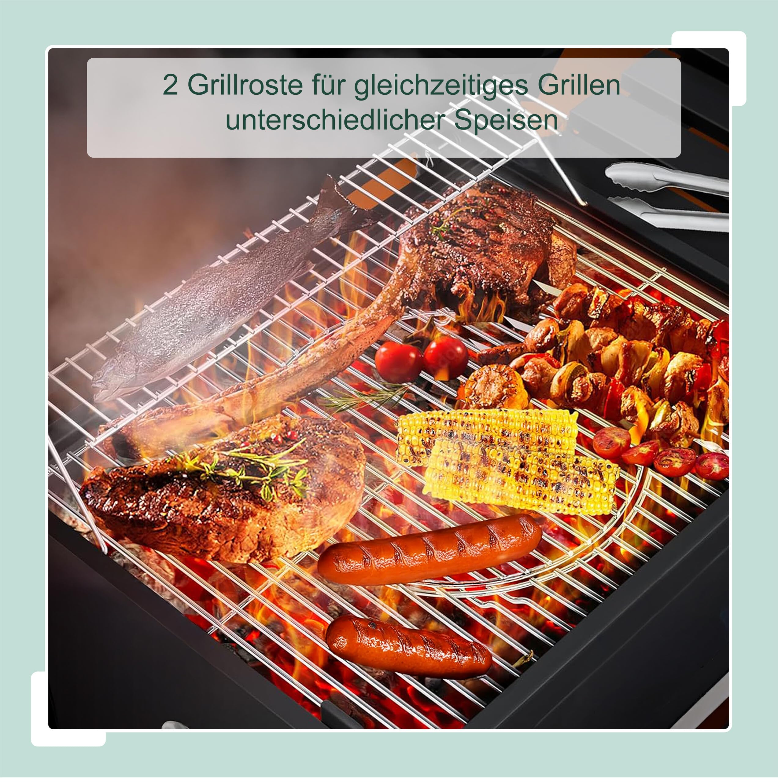 Relaxdays Holzkohlegrill Grillwagen, mit Deckel, BBQ-Grill mit Rädern, höhenverstellbar, Gartengrill XXL, schwarz/Silber