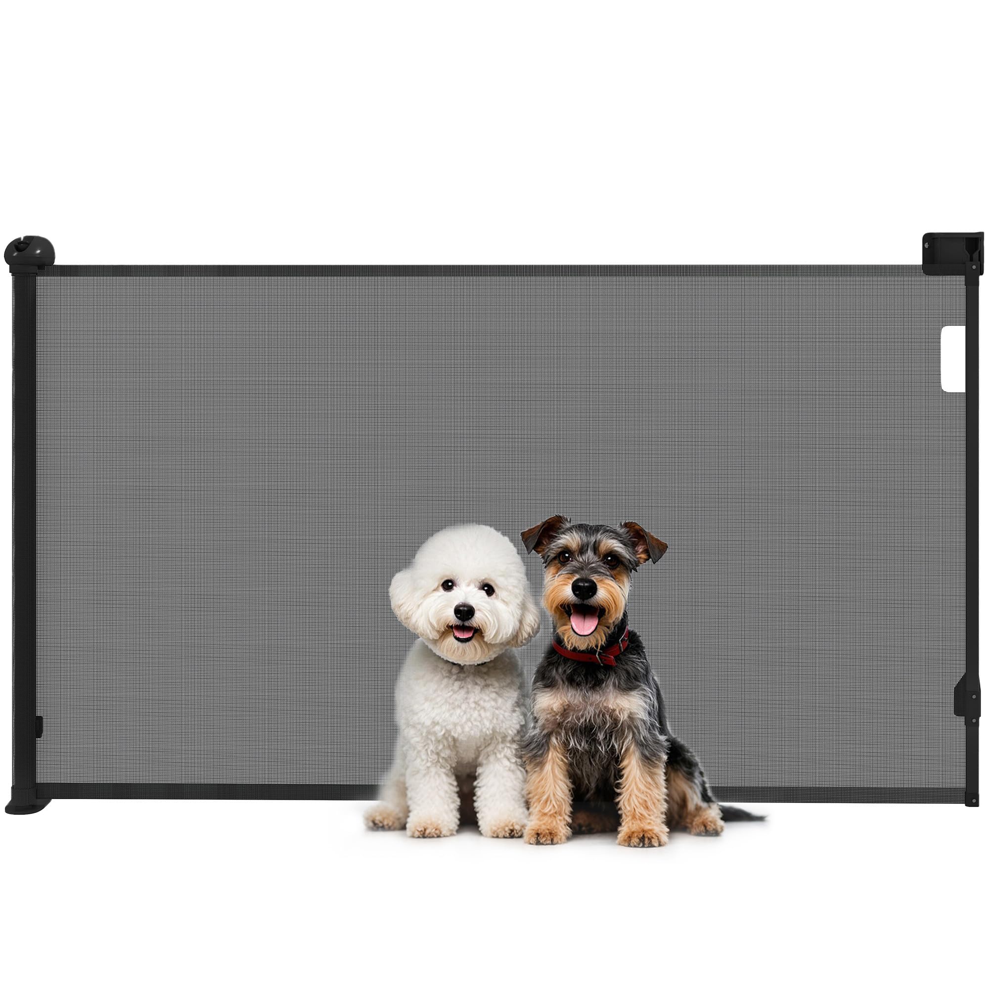 PawHut Barrera para Perros Retráctil 0-125 cm Puerta para Perros Pequeños Extensible Barrera de Seguridad para Mascotas con Interruptor de Cierre para Escaleras Puertas Pasillos Negro