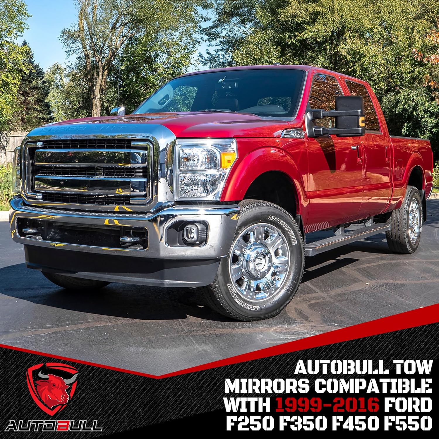 Switchback Signal Power Heated Tow Mirrors Compatible with Ford 1999-2016 F250 F350 F450 F550 Super Duty, 2001-2005 Excursion, Extended Trailer Towing Side Mirrors w/SEQ Turn Signal, Running Light