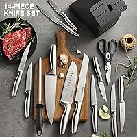 Vista 8 de Kitchen Knife Set, FIKSHOT Premium Stainless Steel Knife Block Set, Razor-Sharp Santoku Knife and Fruit Knives, Gift for Homecooks, Rust-Proof