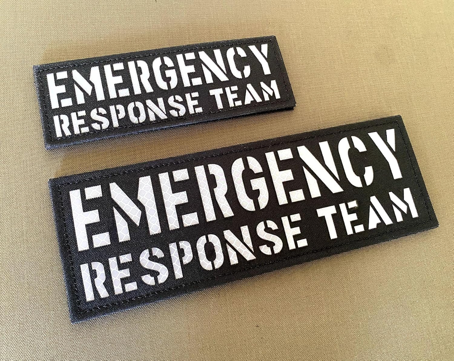 2 PCS Reflective Emergency Response Team Text Patch Hook and Loop (Black-White)