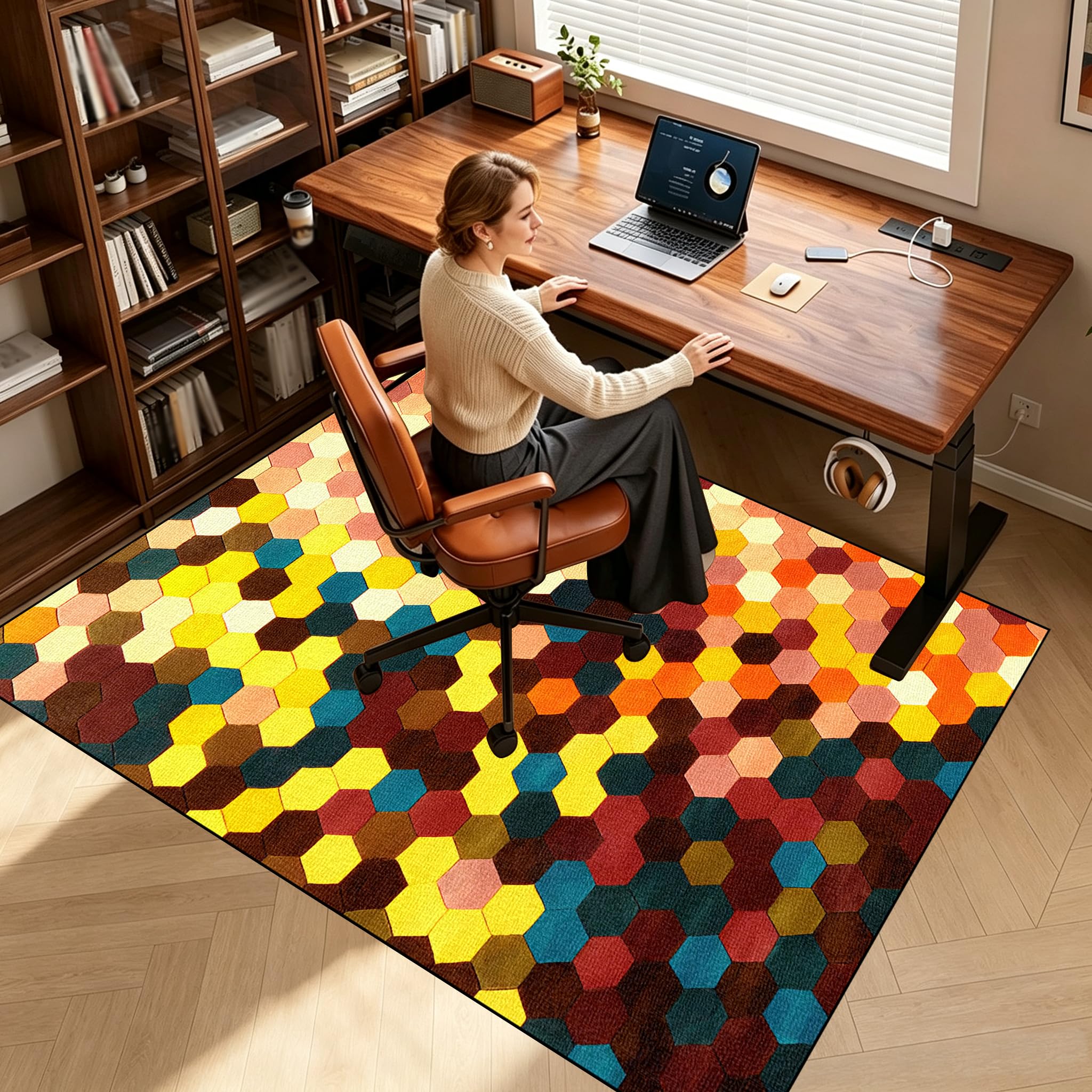 Tapis Chaise de Bureau Gaming Tapis de Sol pour Bureau Plancher de Bois