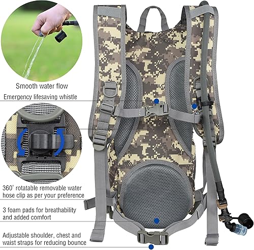 Miniatura 4 de MARCHWAY Tactical Molle - Mochila militar con paquete de hidratación, cámara de poliuretano termoplástico de 3 l, para ciclismo, senderismo, correr,