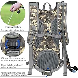 MARCHWAY Tactical Molle Hydration Pack Backpack with 3L TPU Water Bladder, Military Daypack for Cycling, Hiking, Running, Climbing, Hunting, Biking (ACU)