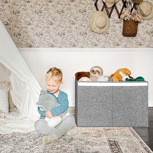 Miniatura 4 de INDRESSME Caja de juguetes grande de 122 litros con divisores, almacenamiento con tapas para sala de juegos, dormitorio, armario, contenedores de