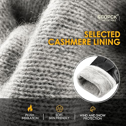 Miniatura 3 de Guantes de piel de oveja genuina para hombres, guantes de invierno cálidos para pantalla táctil, para conducir, motocicleta, guantes forrados de