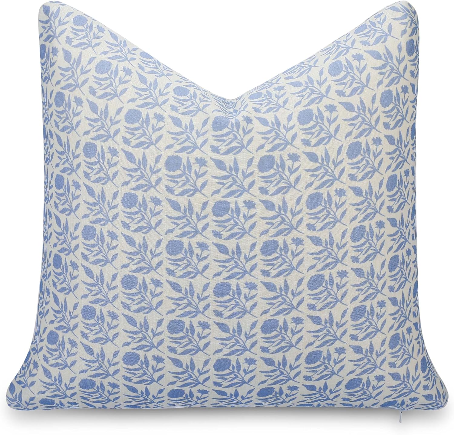 Crumbs Home California Casual Coastal Indoor Outdoor Throw Pillow Cover, 20"x20" Water Repellent for Patio, Backyard, Couch, Poolside, Olive Light Green Print Leaves Stripes