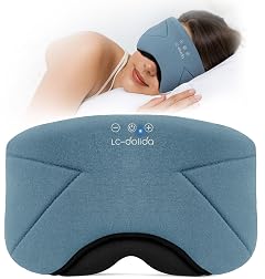 Sleep Mask with Headphones Bluetooth 5 4 LC-dolida Wireless Music Eye Mask for Sleeping Headphones with Soft Bamboo