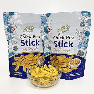 Gold Snack - Myanmar Chickpea Stick 2.82oz (80g) x 2 Packs (ပဲချောင်းအမွကြော်)
