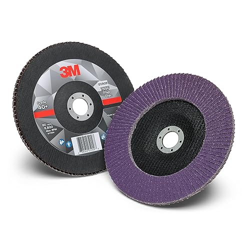 Miniatura 112 de 3M Disco de solapa 769F, tipo 27, 80+, 4-1/2 in x 7/8 in, abrasivo de alto rendimiento, disco de pulido y acabado de grano de precisión de cerámica