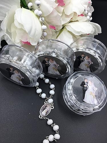 Miniatura 2 de YRP Our WeddingNuestra Boda Wedding Guest Gifts Memories, Rosarios Blancos Paquete de 12 Fiestas