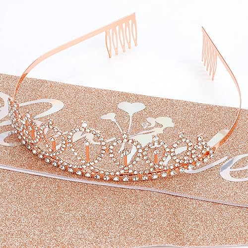 Miniatura 7 de CIEHER Bride To Be, decoraciones de despedida de soltera de oro rosa, despedida de soltera, tiara de novia, bonito regalo de despedida de soltera